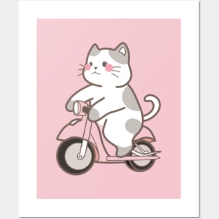 Meao riding motorcycle Posters and Art